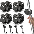 3-H 4 Pack Magnetic Broom Holder with 4 Pack Mini Magnetic Hooks,Black by 3-H