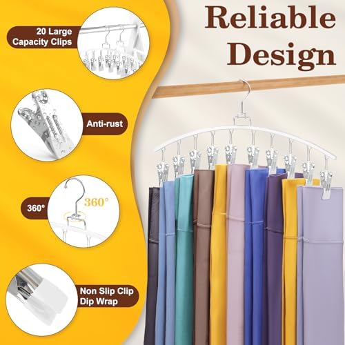 4 Pack Legging Organizer for Closet, Ginyoyo Metal Gym Clothes Organizer w/40 Clips Holds 40 Leggings, Hangers Space Saving, Closet Organizers and Storage, Room Organization Essentials, White - Image 2