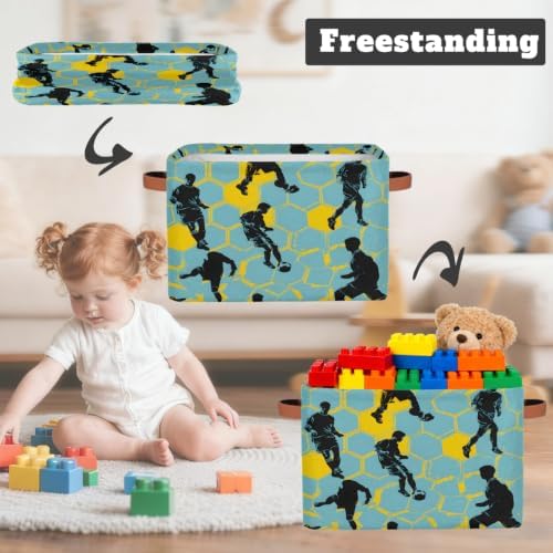 Soccer Storage Basket Toy Storage Bins Collapsible Cube Organizer - Image 3