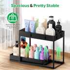 Ekisemio 2 Pack 2-Tier Under Sink Organizers with Sliding Drawer, Black - Image 5