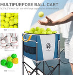 EVER ADVANCED 150 Tennis Capacity Ball Hopper Rolling Ball Cart with Side Pockets, 16.2 x 16.2in Folding Pickleball Basket with Wheels, Sports Equipment Organizer for Baseball Training/Practice, Blue - Image 3