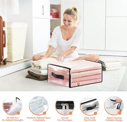 SpaceWhisper Clear Sheet Storage Bags, 8 Pack, 17.7 x 15.7 x 7.9 in | Sheet organizers and storage, zippered closure, thick plastic, reinforced handles, clothes, blankets, under-bed storage - Image 3
