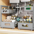 2 Pack 17IN-Depth Under Sink Organizer,Pull Out Cabinet Organizer With Smooth Cylindrical Rail,Metal Slide Out Drawer for Kitchen Bathroom Laundry,8-Level Tool Free Height Adjustable-Gun Gray by UnderSinkOrganizer
