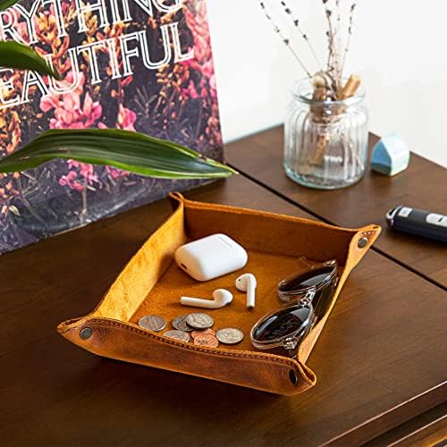 Londo Genuine Leather Tray Organizer - Practical Lightweight Water Resistant Computer Table Desk Storage Box for Wallets, Watches, Keys, Coins, Cell Phones and Office Equipment - Image 3