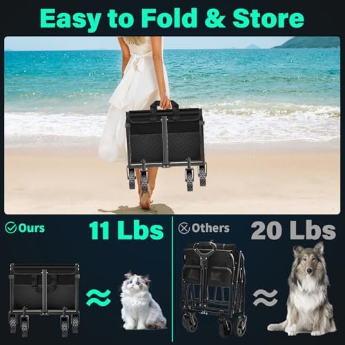 KINGRACK Collapsible Wagon Cart with Wheels Foldable, Black, 360 lbs Heavy Duty Folding Utility Wagon - Portable All Terrain Grocery Cart for Groceries/Shopping/Outdoor/Camping/Fishing/Sports - Image 2