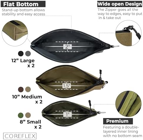 COREFLEX Premium Tool Pouch Zipper Bag, Small Tool Bag, Multipurpose Storage pouch, Heavy duty Flat Bottom Tool bag with YKK Zipper (6 pack Combo mixed size) - Image 3