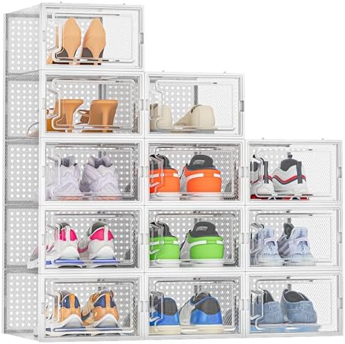 HOMIDEC Clear Shoe Storage Boxes, Stackable Shoe Organizer for Closet by DecorateYourHome