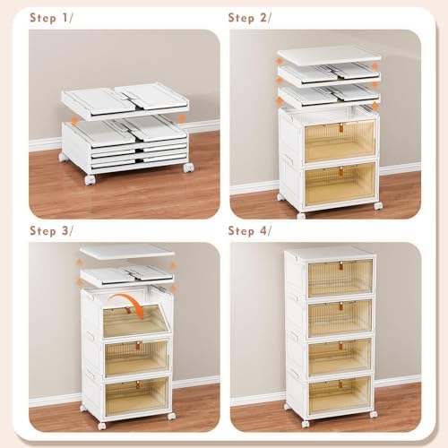 CTSNSLH 4 Tier Plastic Storage Bins with Lid 32QT - Stackable Storage Bins | Organizers and Storage with Wheels, Plastic Storage Cabinet Organization and Storage for Living Room,Office,Dorm - Image 3