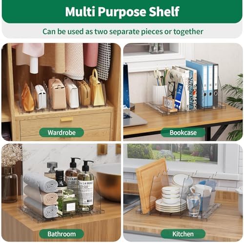 SPACEKEEPER Adjustable Shelf Divider for Closet, Clear Purse Organizers for Closet Acrylic Handbag Separators Storage Organizer Bookshelf Separator Dividers in Bedroom, Office - Image 3