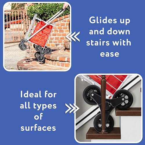 dbest Products Stair Climber Cruiser Cart Shopping Grocery Rolling Folding Laundry Basket on Wheels Foldable Utility Trolley Compact Lightweight Collapsible, Silver - Image 3