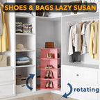 SpaceAid 4 Tier Rotating Shoe Rack Tower, Spinning Shoe Display Lazy Susan, Revolving 360 Shoe Rack Storage Round Carousel, Vertical Handbag Rotate Shoes Closet Organization (4-Tier Pink) - Image 4