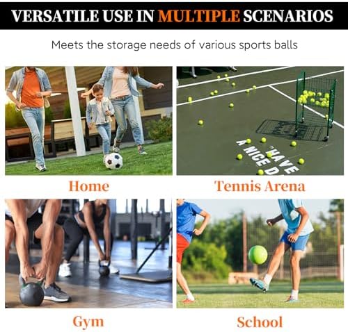 Sports Ball Storage Cart, Lockable Ball Cart with Double Lid,Ball Rack with Wheels,Rolling Sports Ball Storage Cart is Suitable for Gyms, Schools, Clubs, Indoor and Outdoor Basketball Storage - Image 3
