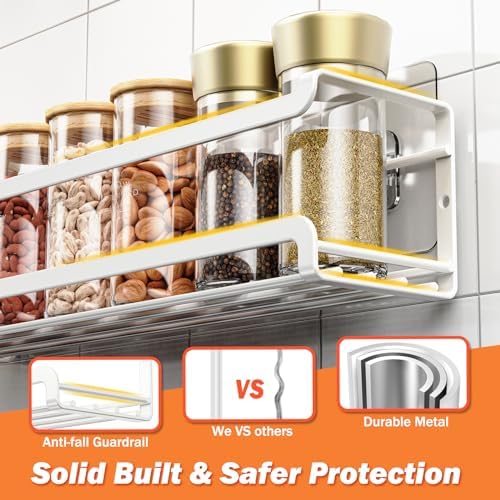 Bunoxea Spice Rack Wall Mounted 4 Pack, White,11.41x2.75x2.75in - Image 4