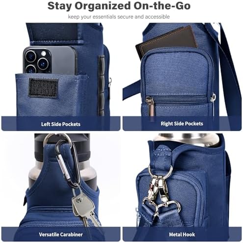 icolor Magnetic Gym Bag Water Bottle Carrier Holder with Phone Pockets & Shoulder Strap,Gym Magnetic Bag 5 Built-in Magnets Gym Accessories Organizer Sling Bottle Bag Pouch Sleeve - Image 5