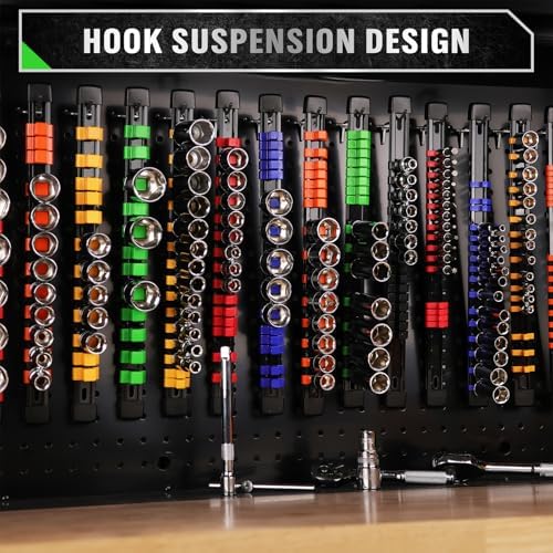 22-Piece Socket Organizer & Magnetic Wrench Organizer Set, 1/4", 3/8", 1/2" Drive Socket Holder, Total 64 Slots Metric & SAE Magnetic Wrench Holder (Socket, Wrenches not Included) - Image 5