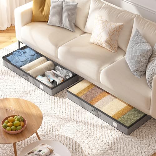 Under Bed Storage Containers 4 Pack Reinforced Underbed Organizer Box | Reinforced Sidewalls and Bottom, Low-Profile Design Below 4.5in, for Clothes and Linens, Under-Bed Storage - Image 5