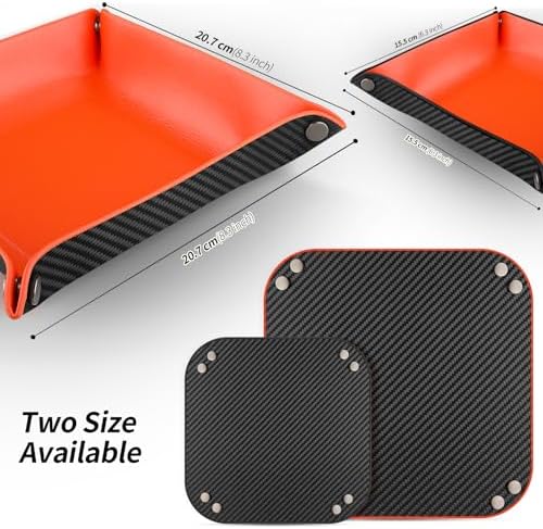 Valet Tray Organizer with Carbon Fiber Style Texture, Foldable Catchall Tray for Keys, Wallet & Everyday Essentials(Orange-Small) - Image 5