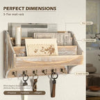 Rebee Vision Mail Organizer Wall Mounted with 6 Hooks for Office, Natural - Image 4