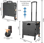 FELICON SELORSS Foldable Utility Cart Folding Portable Rolling Crate-Black - Image 7