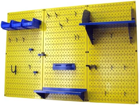 Wall Control Pegboard Organizer 4 ft. Metal Pegboard Standard Tool Storage Kit with Yellow Toolboard and Blue Accessories - Image 2