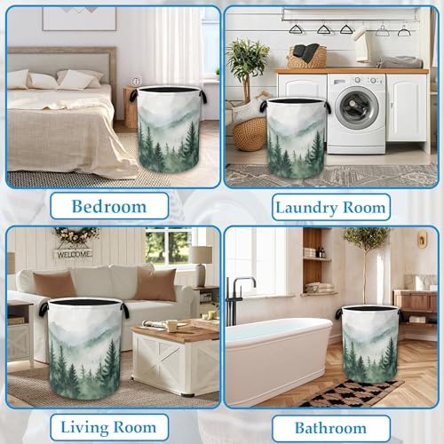 Misty Forest Large Storage Basket Collapsible Laundry Basket Oxford Storage Bin for Gift Baskets Bedroom Clothes Hamper 16" X 20.8" - Image 6