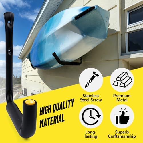 GEEDAR Heavy Duty Garage Storage Hooks -75 LB Capacity, 6packs, 9.8" Wall Mounted Rack for Hanging Paddle Board, Ladders, Bikes Enforced Kayak Storage Hanger - Image 6