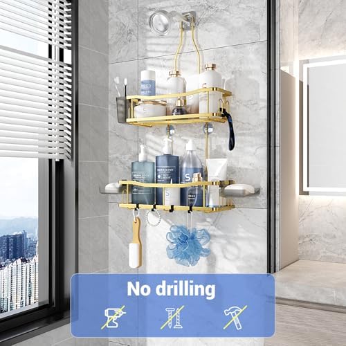 Hanging Shower Caddy Over Shower Head - No Drill Rustproof Shower Rack - Image 2