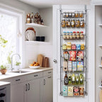 Delamu Over The Door Pantry Organizer, 8-Tier Pantry Door Organizers and Storage, Metal Hanging Spice Rack, Seasoning Organizer, Door Organizer for Home Kitchen Bathroom, Black - Image 6