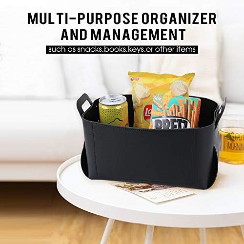 Leather Valet Tray, Jewelry Tray, Catchall Tray, Desktop Storage Organizer，Bedside Caddy for Men Key Wallet Watch Coin Phone Change,Candy Holder Sundries Tray,Convenient for Travel (Black) - Image 6