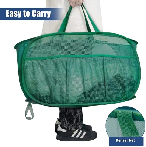 Collapsible Laundry Baskets, Upgrade Pop Up Laundry Hamper with Convenient Bags, Foldable Laundry Basket Mesh Light Weight, Easy to Carry Clothes Hampers for Laundry, Dorm, Toys, Travel Green - Image 6
