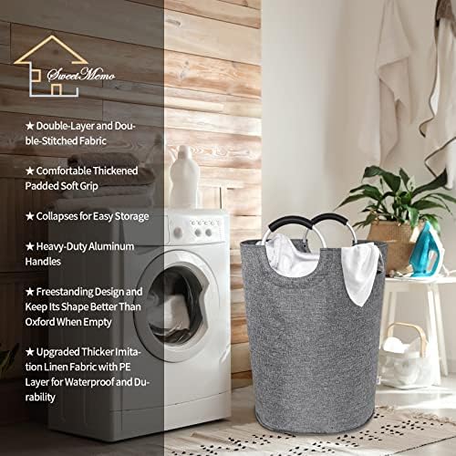 Oversized Laundry Basket, Huge Laundry Hamper Bag with Handles, 160L Grey - Image 3