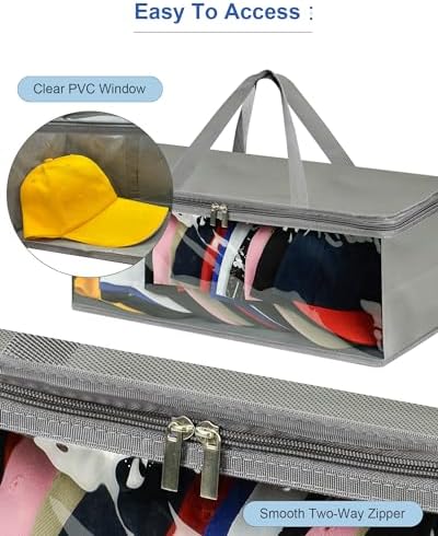 Epesoware 2 Pack Wide Hat Storage Bag for Baseball Caps, Grey - Image 5