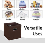 Black Foldable Storage Cubes Bins , Fabric Storage Box Cubes Organizer Baskets with Dual Handles for Home Organizer (Coffee) - Image 3