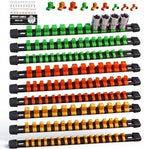 SWANLAKE Organizer Socket Holder, 9PCS 1/4-Inch x 48 Clips, 3/8-Inch x 45 Clips, 1/2-Inch x 36 Clips, Premium Quality Socket Clip Rail Holder by SWANLAKETOOLS