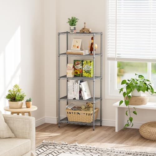 SINGAYE 5 Metal Shelves Wire Shelving Storage Shelf Adjustable Unit Pantry - Image 2