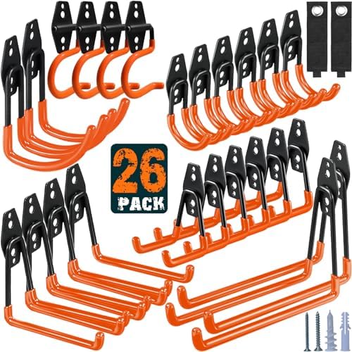 HUPBIPY 26 Pack Garage Hooks Heavy Duty, Wall Mount Ladder Hooks by HUPBIPY
