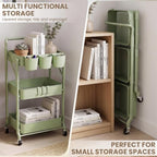 Foldable 3 Tier Rolling Cart, Metal Utility Cart with Wheels - Image 3