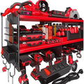 Spampur Fathers Day Gift – Power Tool Organizer Wall Mount with Charging Station, 420 lb Capacity 3-Tier Storage Rack Holds 6 Drills, Side Slots for Screwdrivers & Bits, Garage Storage for Men Gifts by Spampur