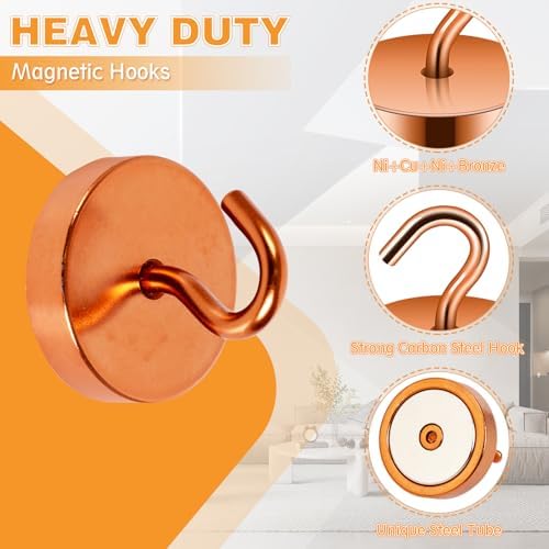 Neosmuk Magnetic Hooks Steel Tube Design for Cruise,100lb+ Bronze,10 Pack - Image 5