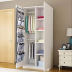 KEEPJOY Over The Door Shoe Organizer 2 Pack,Mesh Pockets Hanging Shoe Rack Over The Door,Shoe Storage Closet with 4 Hooks,Washable and Breathable Fabic,Large Size 57.5×12.6inch(Grey) - Image 6