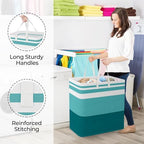 StorageRight Laundry Basket Hamper, 100L Collapsible Clothes Storage, Green - Image 4
