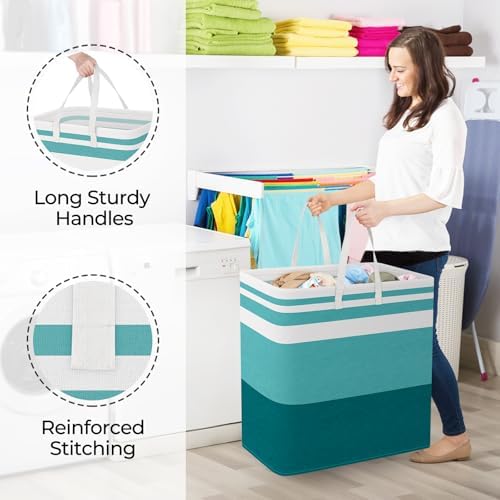 StorageRight Laundry Basket Hamper, 100L Collapsible Clothes Storage, Green - Image 4