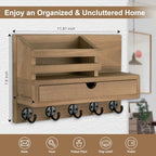 Key Holder Wall Mount, Mail Holder with Storage Drawer - Image 2