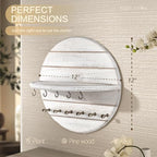 RebeeVision Pine Wood Round Key Holder Wall Mount for Wall Decor, Whitewash - Image 2