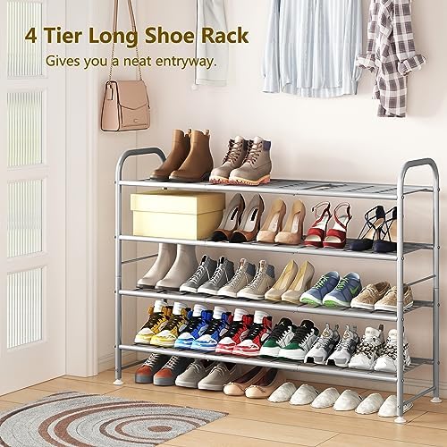LINZINAR 4 Tier Long Shoe Rack for Closet Metal Shoe Organizer for Entryway - Image 4