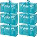 TICONN 6 Pack Extra Large Moving Bags Heavy Duty with Zippers & Carrying Handles, Durable Storage Bags Moving Boxes for Closet Organizers and Storage (6 Pack, Aqua) by TICONN