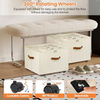 Foyego Shoe Organizer for Closet, Shoe Storage with Wheels, Beige - Image 4
