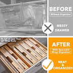 SpaceAid WrapNeat 4 in 1 Wrap Organizer with Cutter and Labels, Plastic Wrap, Aluminum Foil and Wax Bamboo Dispenser for Kitchen Storage Organization Holder for 12" Roll (Natural, 4-Slot) - Image 2