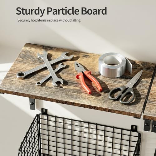 Housolution Garage Shelving Wall Mounted with Basket & Hook up to 154 LBS - Image 4