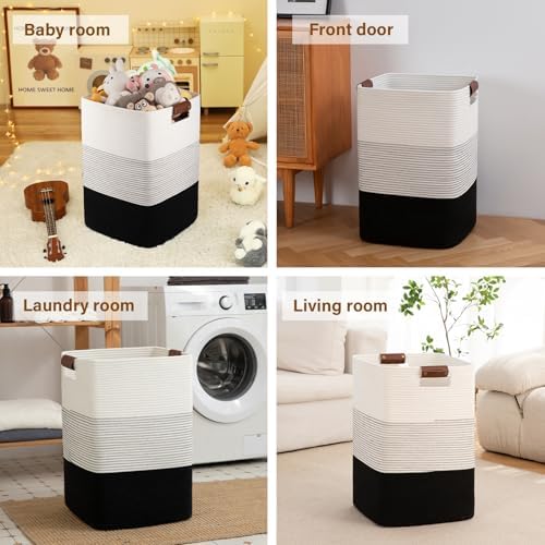Laundry Hamper 96L Extra Large Laundry Basket, Woven Blanket Basket - Image 6